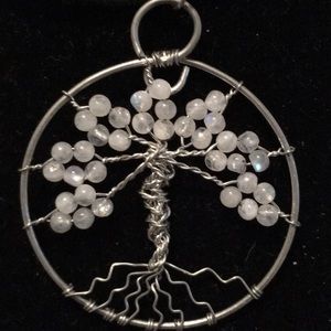 Rainbow Moonstone Tree of Life Necklace
